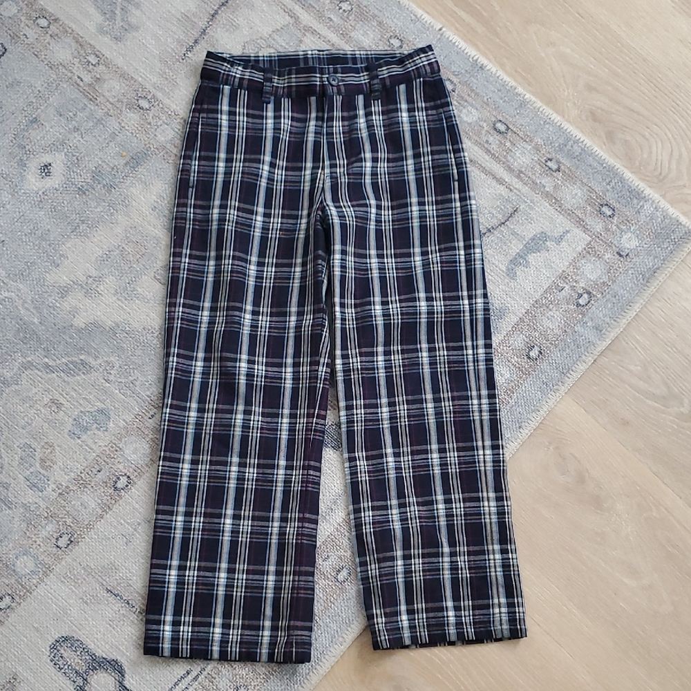 Janie and Jack Boys Blue Plaid Slacks Pants Sz6